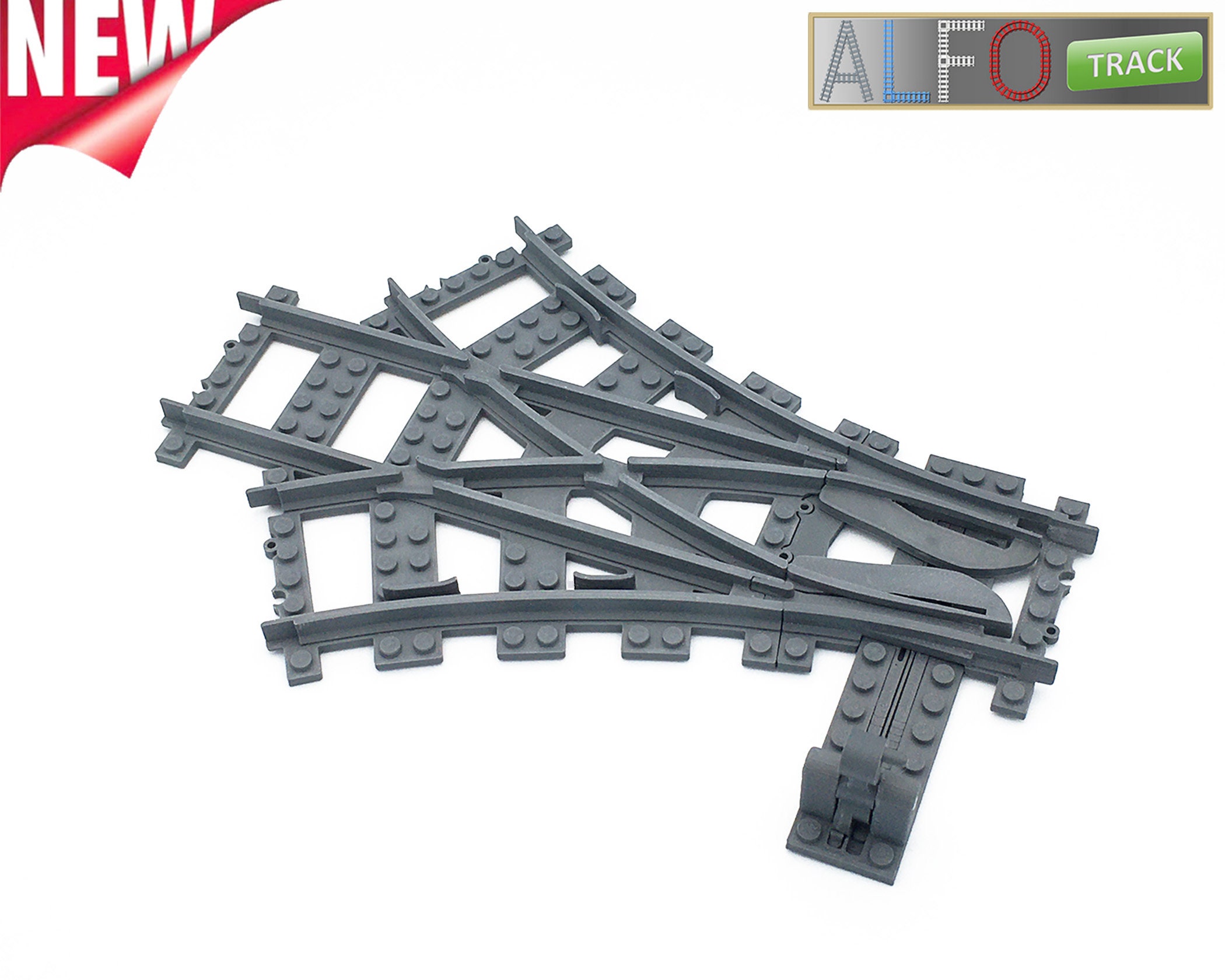 Rail train Lego croisement de voies compact avec aiguillage by Papyjo, Download free STL model