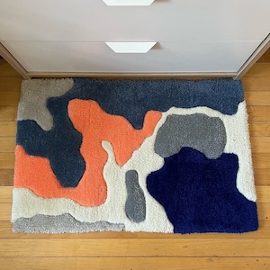 Handmade Tufted Rug, Tufted 70s Rug, Handtufted Rug, Textured Small Carpet, Tufted Rug, 70s Decor, Decorative Rug, Topographic Rug