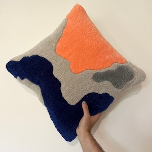 Handgemachtes Tufted Kissen, Tufted 70er Jahre Kissen, Handtufted Rug Kissen, Strukturierte Kissenhülle, Tufted Rug, 70er Dekor, Dekokissen