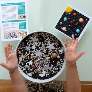 Space and Moon Sensory Kit, Award winning kits, Learn about Space, Kids Messy And Pretend Play, Tuff Tray