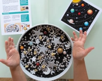 Space and Moon Sensory Kit, Award winning kits, Learn about Space, Kids Messy And Pretend Play, Tuff Tray