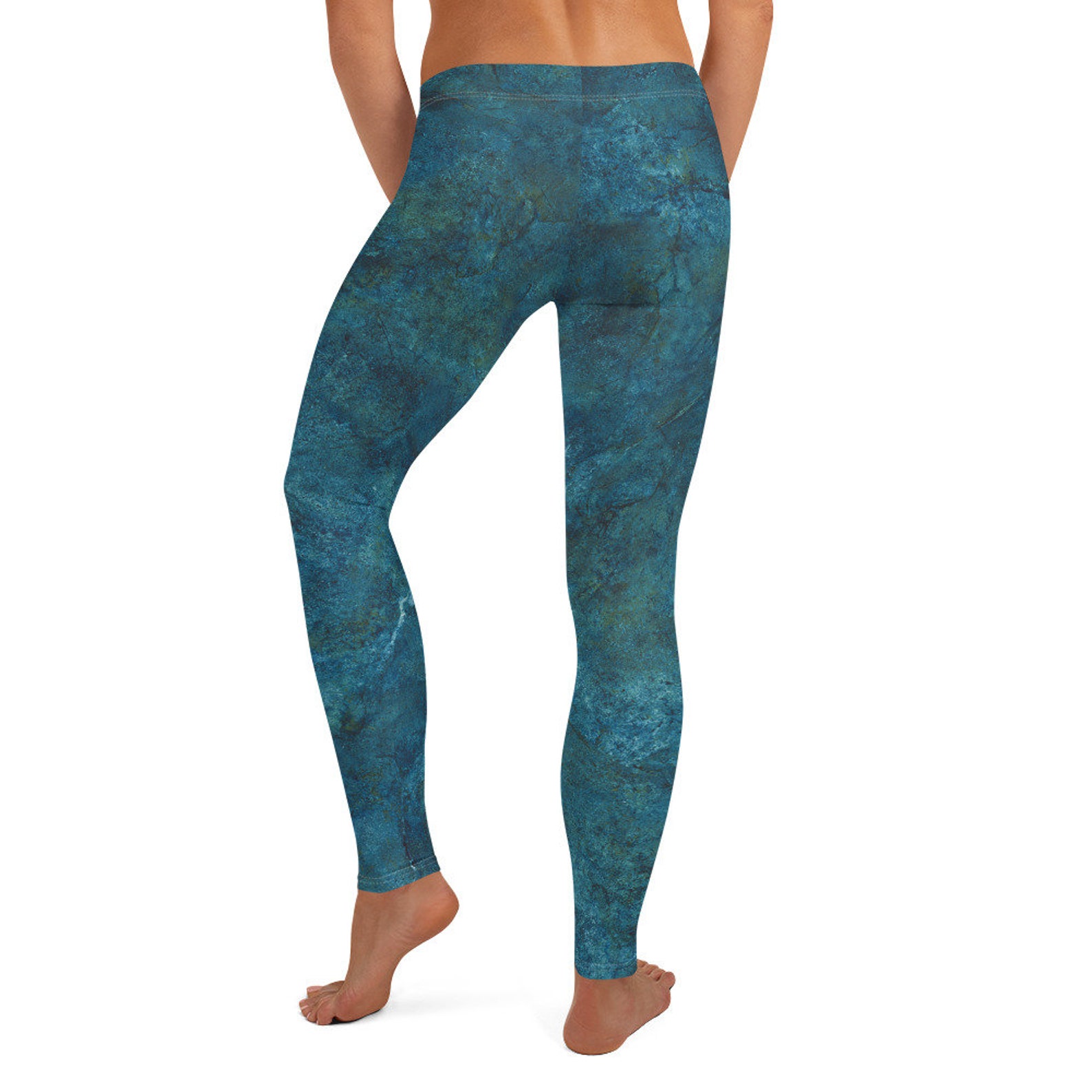Aqua Marble Texture Leggings Marble Design Marble Pattern Etsy
