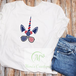 Fourth of July Women&#39;s T-Shirt/Woman Unicorn Shirt/Cross Flag Shirt/USA Shirt/Red White and Blue Shirt/Independence Shirt