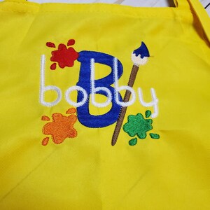 Personalized Adjustable Painting Apron for Boys and Girls/Applique and Embroidered Apron for kids/Personalized kids apron