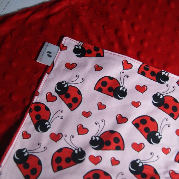 Lady Bug Lovey with Minky back/ Red Dot Minky/ Lady Bug Blanket/Lady Bug/Soft Minky/Keepsake/Keepsake Lovey/Security Blanket