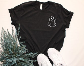 Funny Ghost Middle Finger Halloween T-Shirt, Crewneck