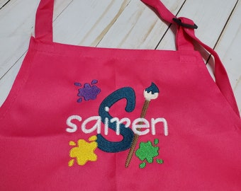 Personalized Adjustable Painting Apron for Girls and Boys/Applique and Embroidered Apron for kids/Personalized kids' apron