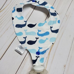 Pacifier Holder, Baby Boy Binky Bib, Baby Shower Gift, Blue Whale Bib