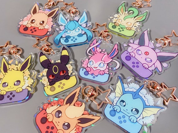 Mini Pokemon Card Key Ring/keychains Holographic Finish Choose