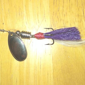 Handmade Fishing Lure Size 2 Nickel French Spinner Tied With Bucktail and Chicken Hackle