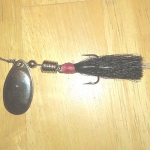 Handmade Fishing Lure Size 3 Nickel French Spinner Tied With Bucktail and Chicken Hackle
