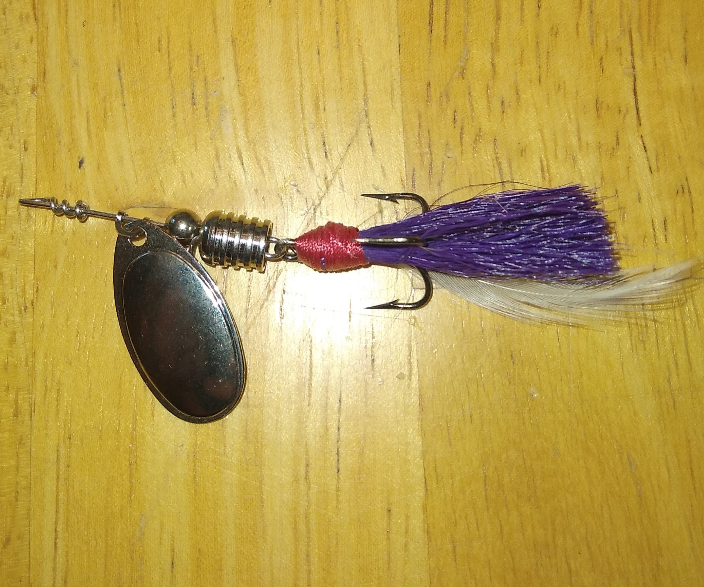 Handmade Fishing Lure Size 2 Nickel French Spinner Tied With