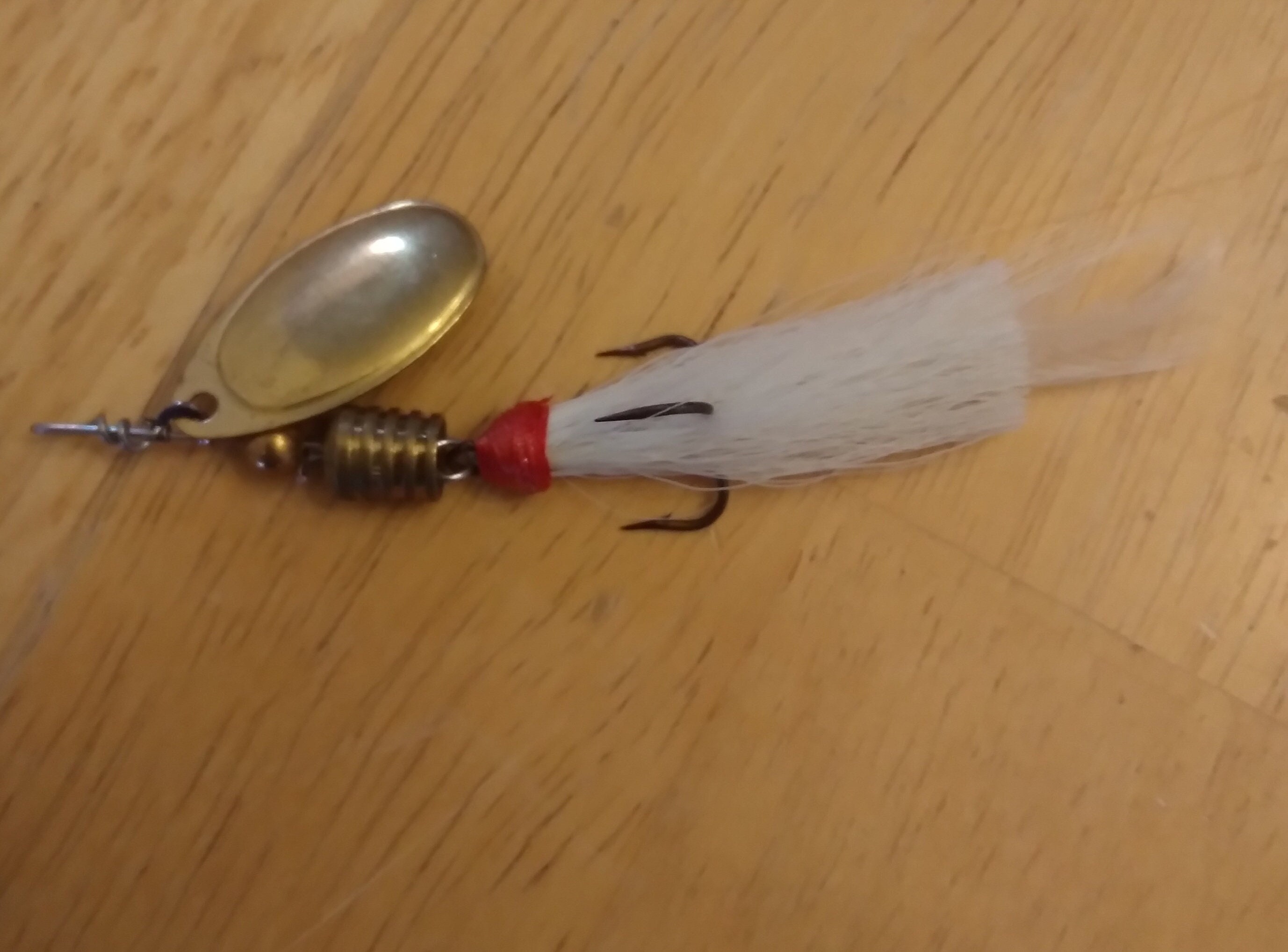 dual blade spinners copper fishing lures DCT Spinnerbait (Double Colorado) FIVE Bass Tackle Gold blades are polished brass Handmade Fishing Lure Size 2