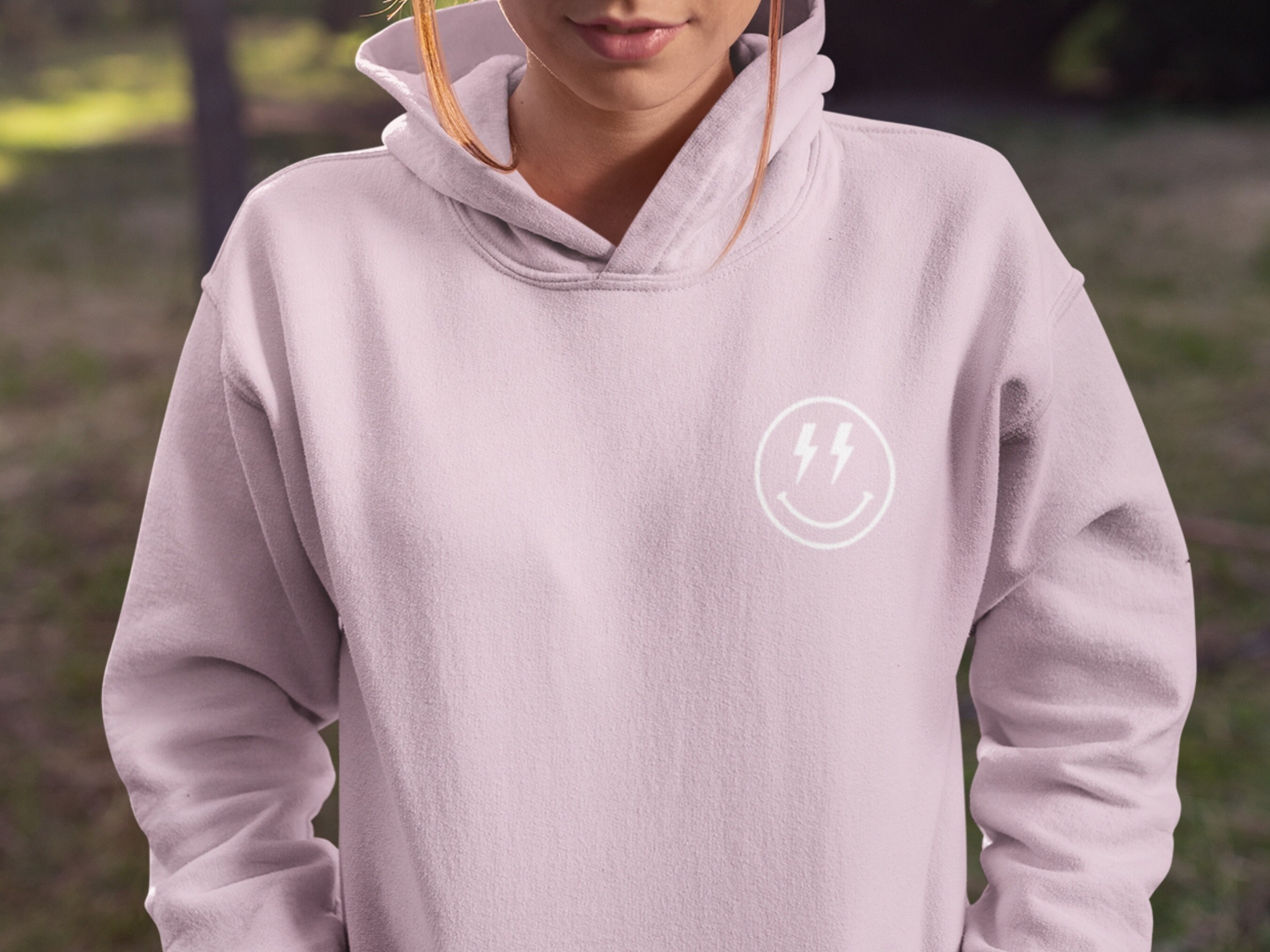 Preppy Pink Smiley Face Hoodie Preppy Hoodie Lightning Etsy