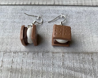 S’more Earrings | Clay Earrings | Miniature Food | Statement Earrings