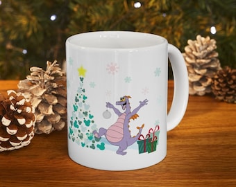 Taza navideña personalizada de Disney, taza navideña personalizada Figment, taza navideña de Disney Epcot, taza de 11 oz, taza de café navideña, taza Figment