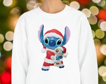 Santa Stitch Christmas Sweatshirt, Lilo and Stitch Holiday Shirt