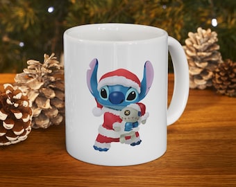 Personalized Disney Christams Mug, Custom Christmas Stitch Mug, Disney Epcot Christmas, Custom Disney Christmas Coffee Mug, Santa Stitch Cup