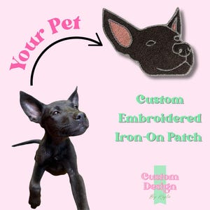 Custom Embroidered Pet Patch: Iron-On Dog Portrait, Pet Lover Gift