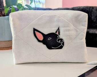 カスタム刺繍ペットポートレートメイクアップポーチ：パーソナライズされたコスメティックバッグ