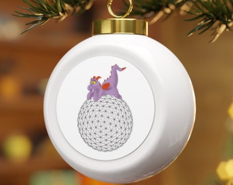 Figment and Spaceship Earth Ornament, Epcot Christmas Tree Decoration