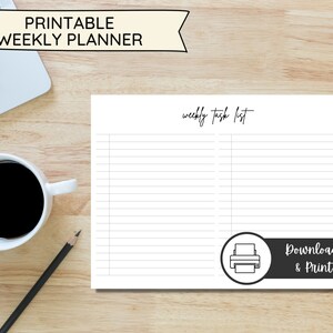 Printable Planner | Weekly Planner Printable | Weekly Calendar | Calendar Planner | Minimal Weekly Planner | Weekly To Do | Week At a Glance