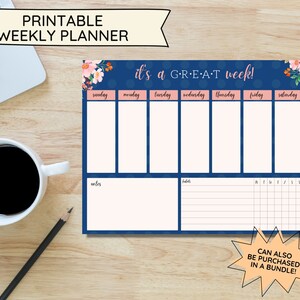 Printable Planner | Weekly Planner Printable | Weekly Calendar | Calendar Planner | Floral Weekly Planner | Weekly To Do | Week At a Glance