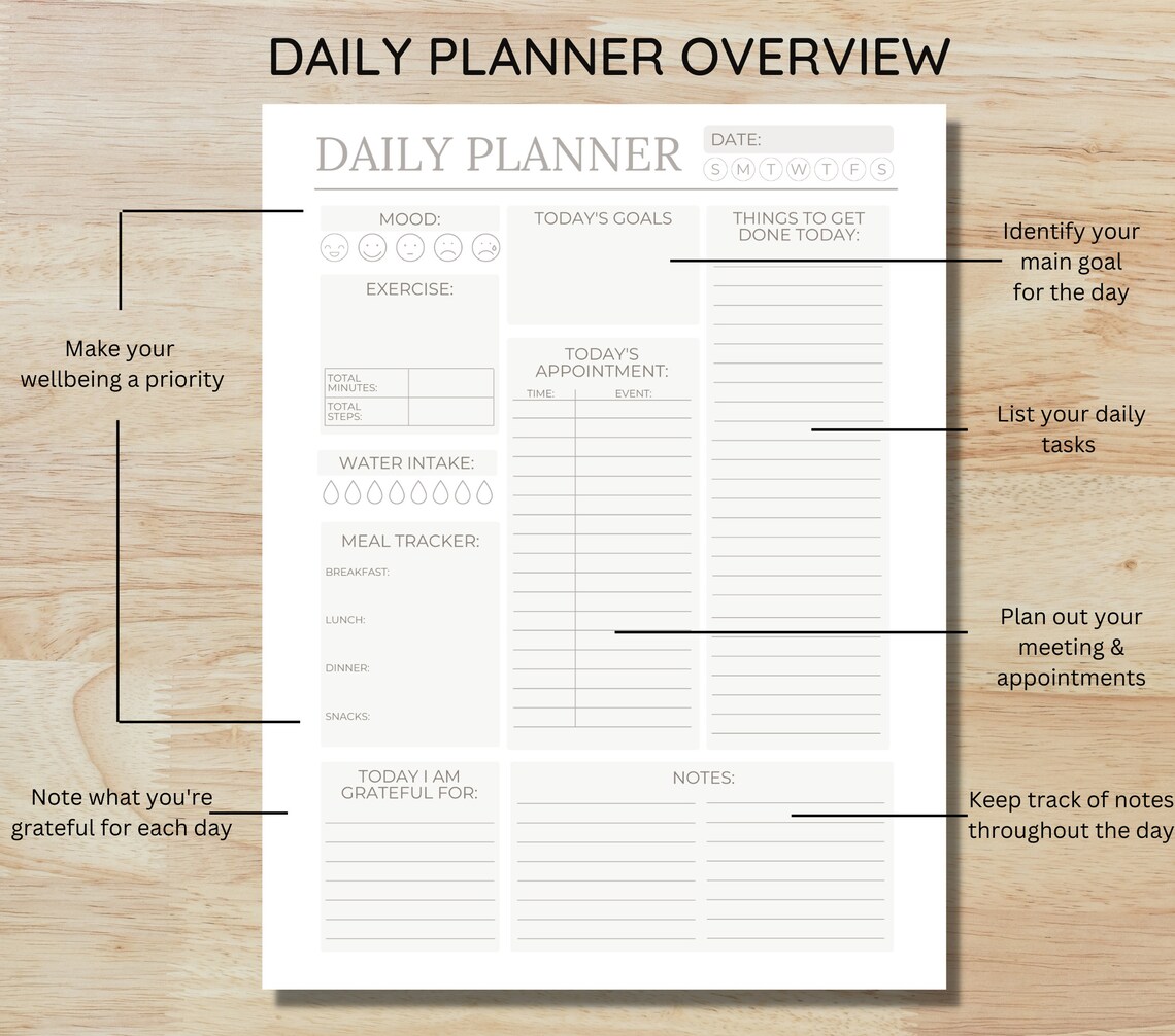 Daily Planner Printable Todays Priorities Planner Insert Printable ...