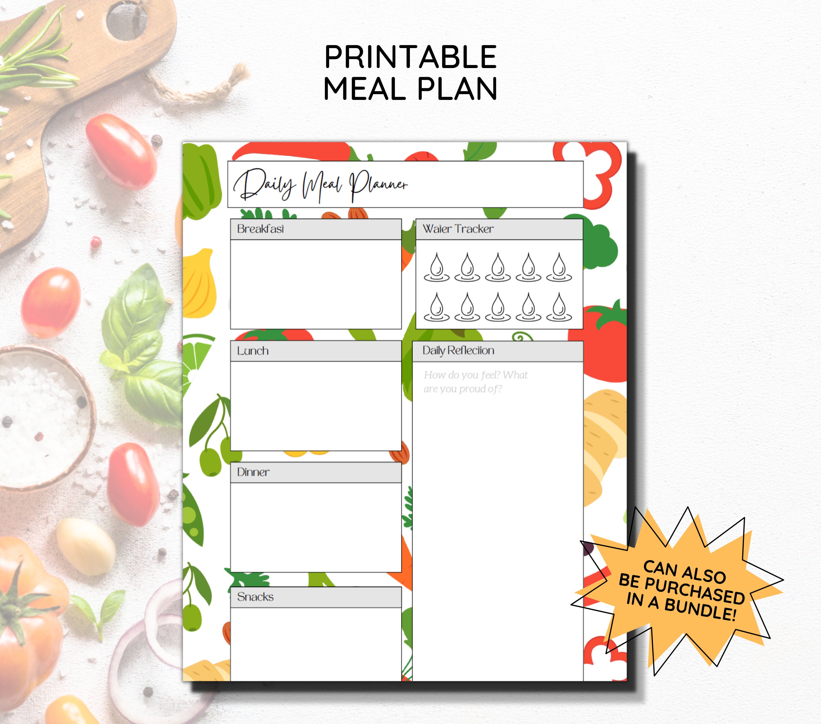 Printable Meal Plan Undated Meal Plan, Meal Plan Template, Instant ...