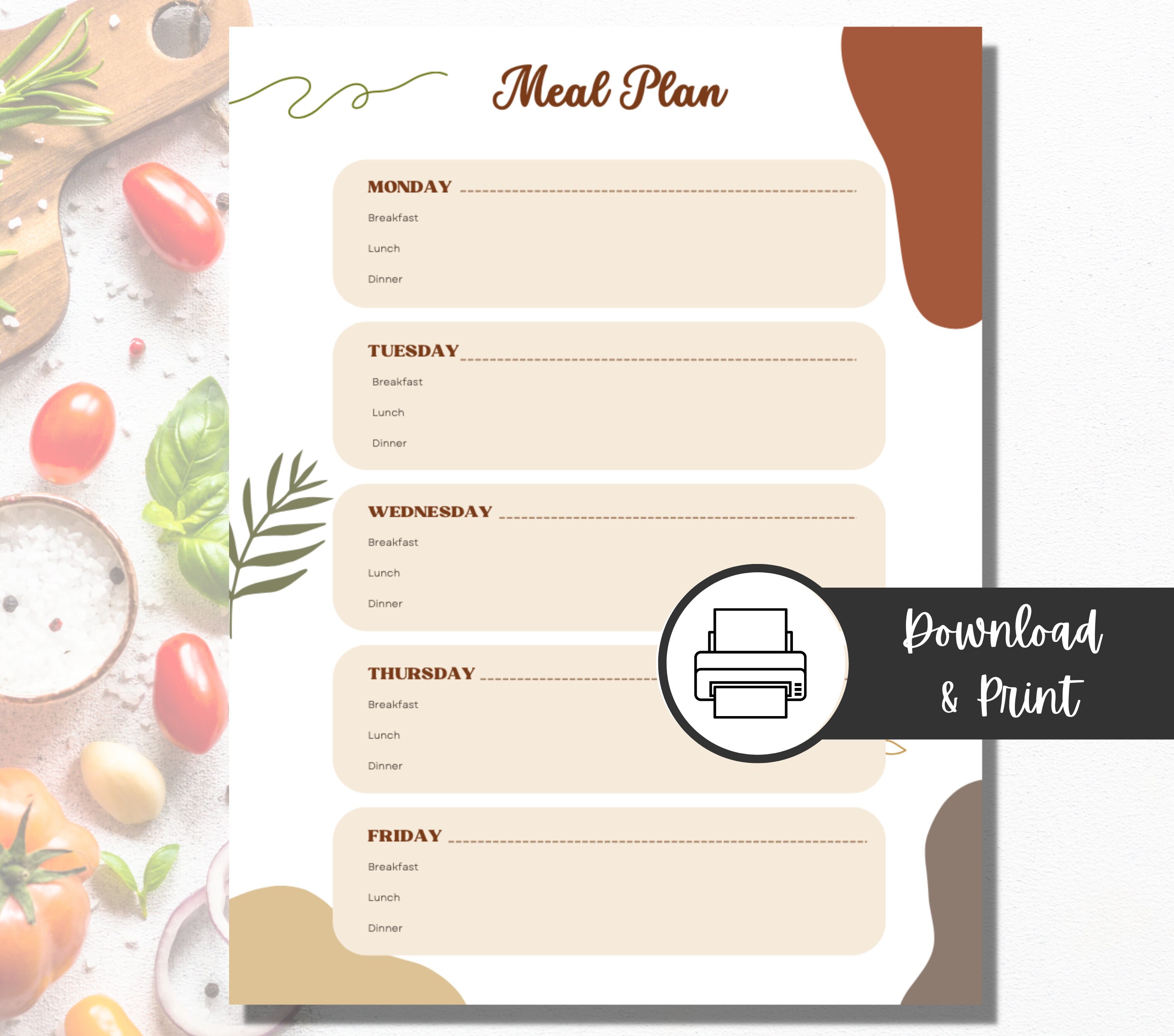 2 in 1 Weekly Printable Meal Plan | Undated Meal Plan, Meal Plan ...