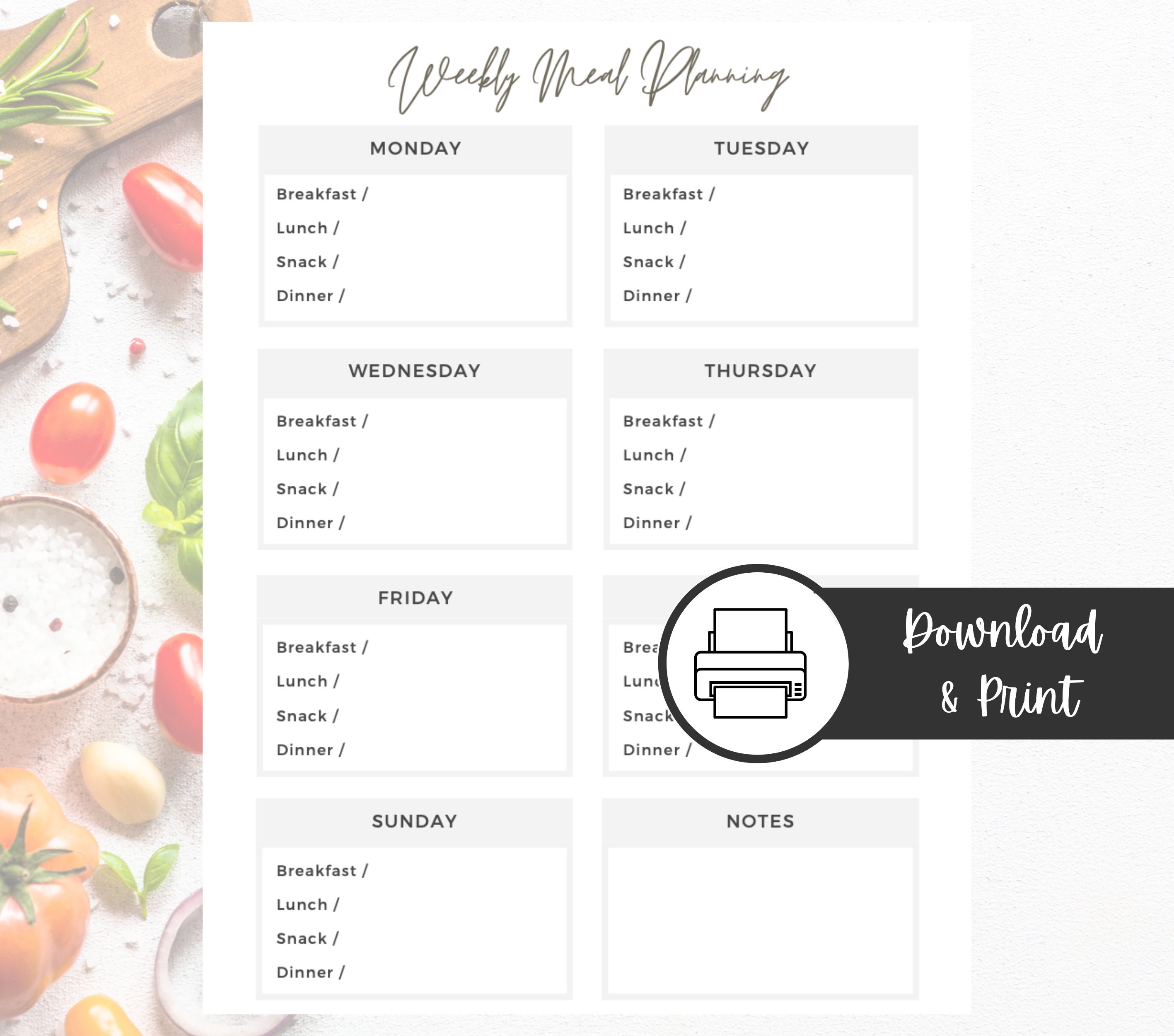Weekly Printable Meal Plan Undated Meal Plan Meal Plan Template Weekly printable meal plan undated meal plan meal plan template