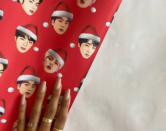 BTS Jin Christmas Wrapping Paper | Jin Xmas Gift Wrap | Bts Xmas Gift Wrap | K-Pop Gift Wrap | K-Pop Wrapping Paper