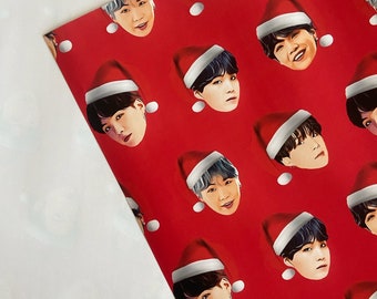BTS Suga Christmas Wrapping Paper | Bts Suga Xmas Gift Wrap | K-Pop Gift Wrap | K-Pop Wrapping Paper