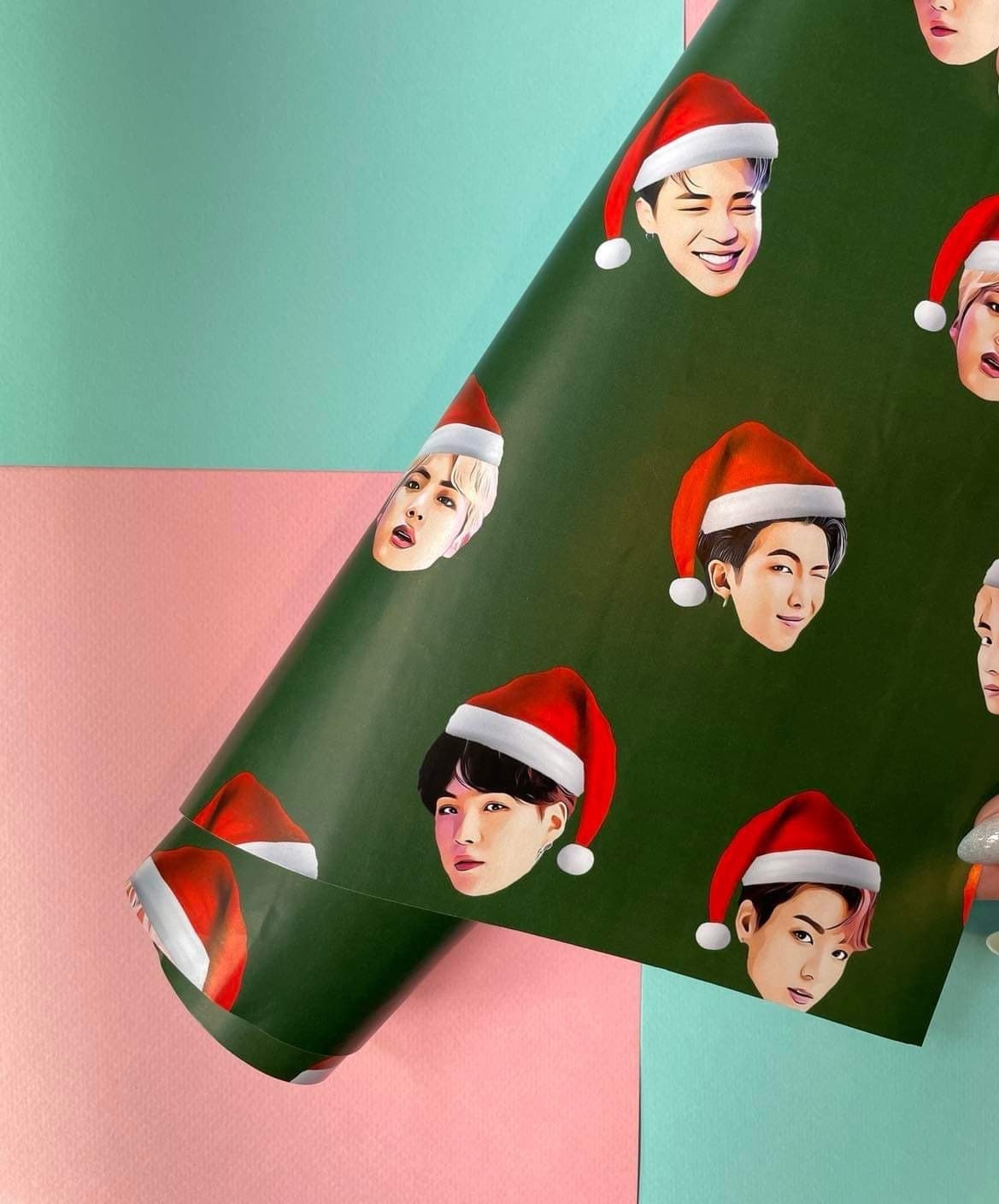 Wrapper Bts BTS Christmas Wrapping Paper Green BTS Christmas Gift Wrap - Etsy UK