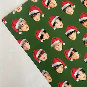 Dix-sept papiers d’emballage de Noël vert | Dix-sept emballages cadeaux de Noël Vert | Emballage cadeau K-Pop | Papier d'emballage K-Pop