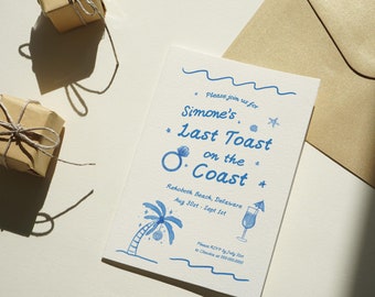 Ostatni toast na wybrzeżu Szablon zaproszenia na wieczór panieński
