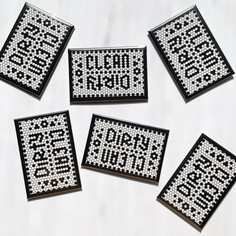 Dishwasher Magnet, Vintage Bistro Tile Clean and Dirty Dish Tracker image 5