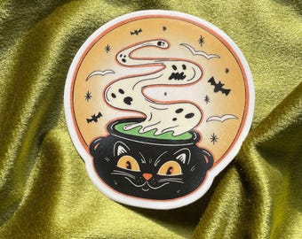 Waterproof Vinyl Black Cat Halloween Sticker