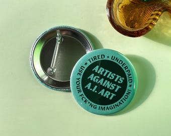 Artists Against AI Art Pin