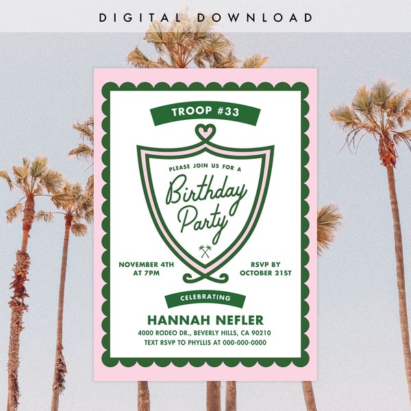 Troop Beverly Hills Birthday Invite Template