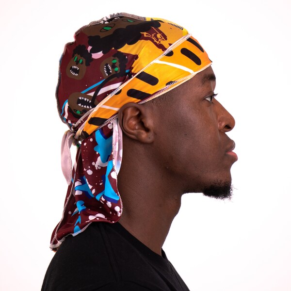 Durag pour les vagues Basquiat art, Silky Durag pour 360 vagues, durag pour les cheveux, dreadlocks, pour les cheveux, | Bomanci