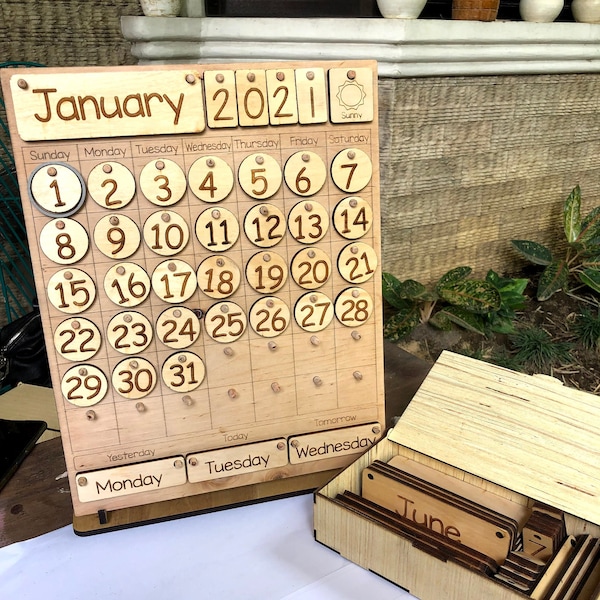 Montessori Wooden Calendar Etsy Montessori Wooden Calendar Etsy