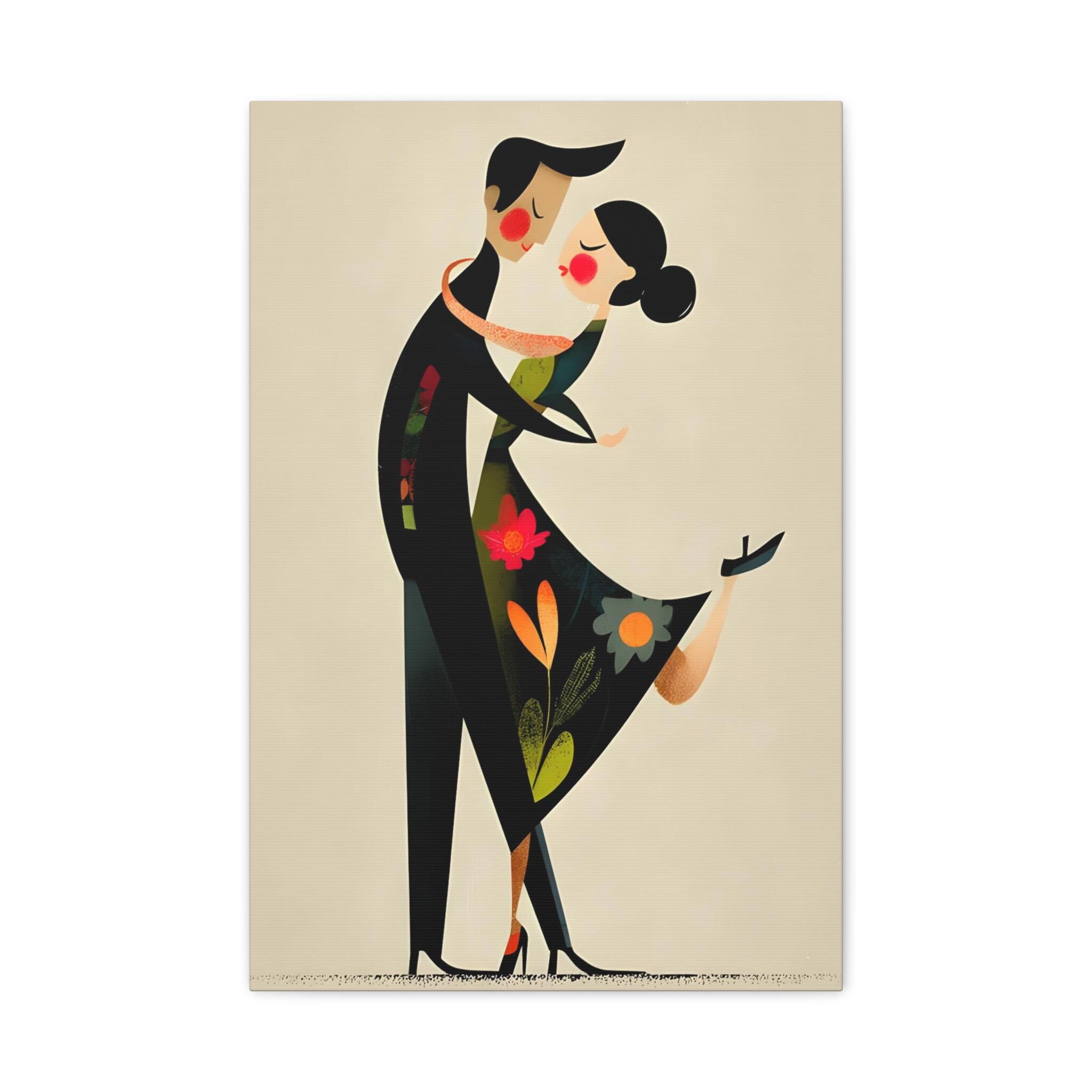 Canvas Art, Couples Dancing Romantic Wall Decor, Matte Print, Stretched Painting, Home Decoration, Gift for Couples