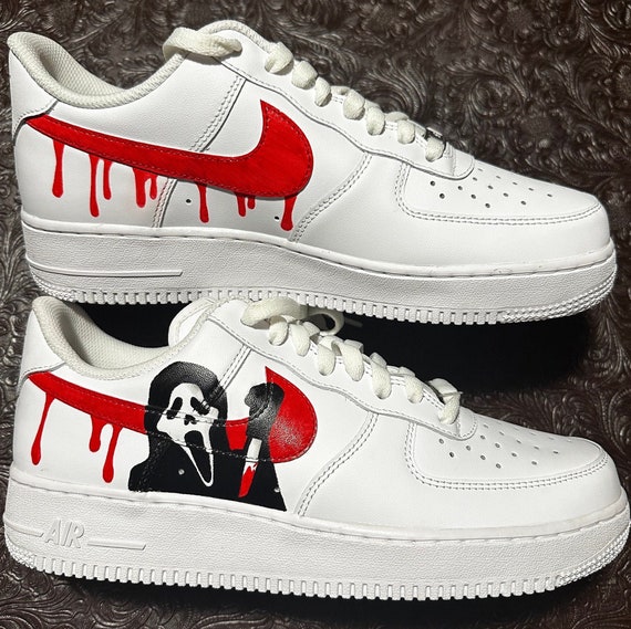 Custom Painted Ghostface Nike Air Force 1s Etsy