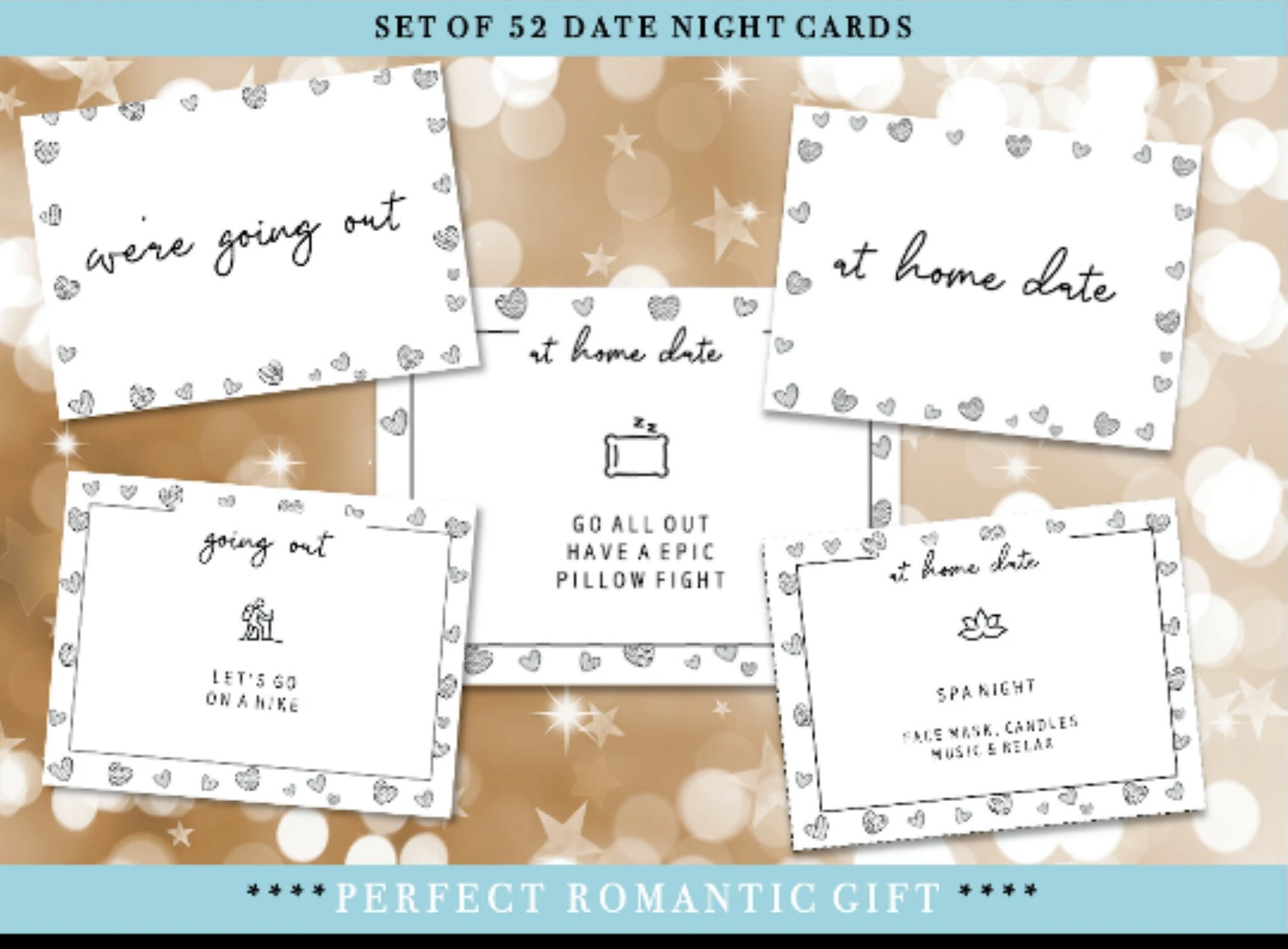 52 Date Cards a Year of Romantic Date Ideas, Gift for Her, Gift for Him ...