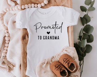 Promoted to Grandma baby reveal Onesie®, Grandma to be Baby Bodysuit, Nana Toddler Shirt, Baby Shower Gift, Grandma to be