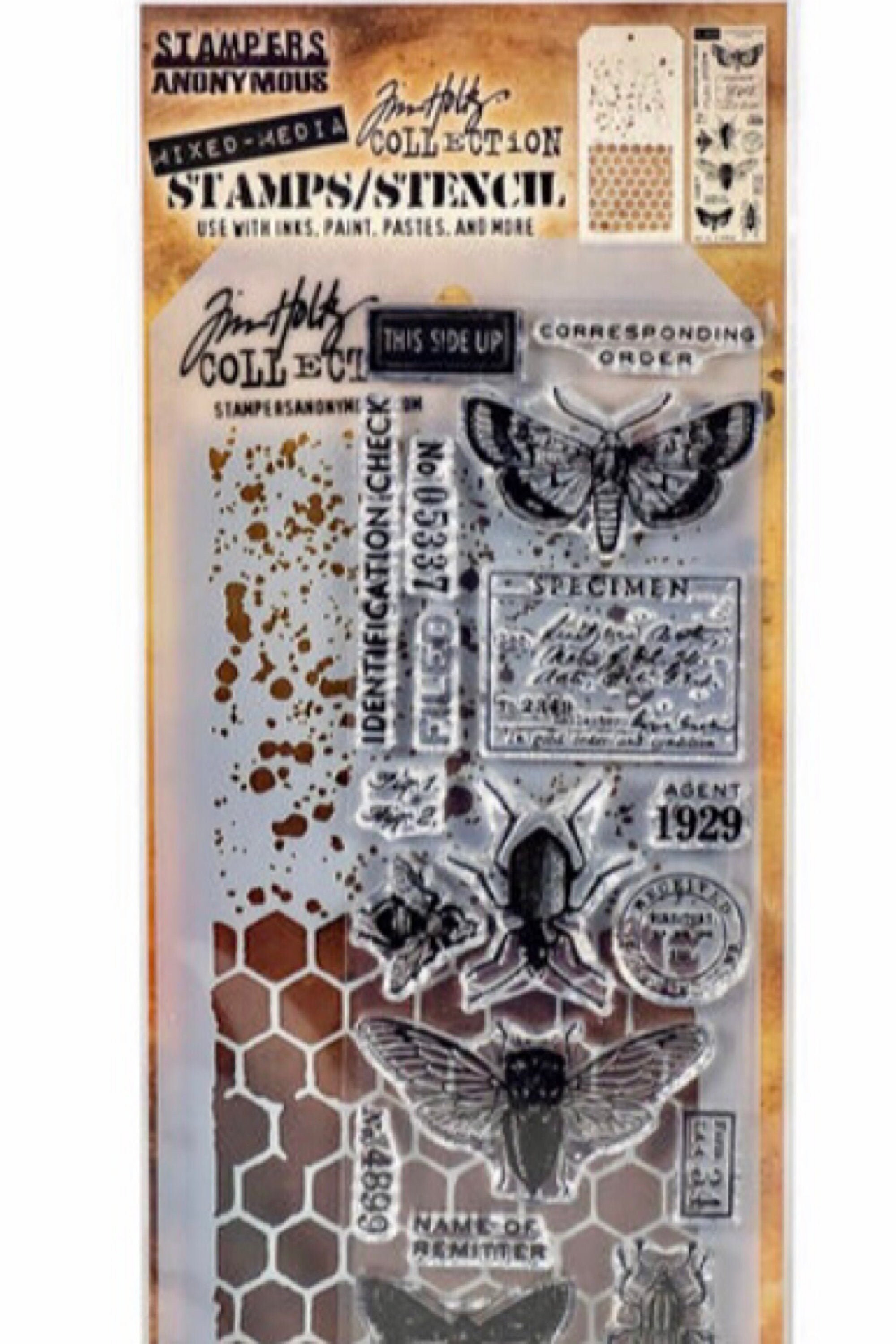 Tim Holtz Mixed Media Stamp and Stencil Set Speckles & Etsy