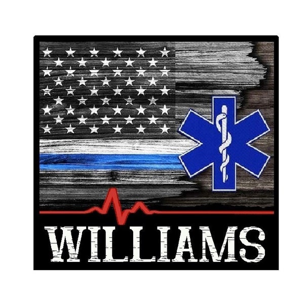 First Responder Gift Personalized EMT Paramedic Gifts Half Flag Locker Magnet with Name