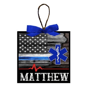 Personalized EMT Gift | Christmas Tree Ornament | Gift Tag | Sheer Bow