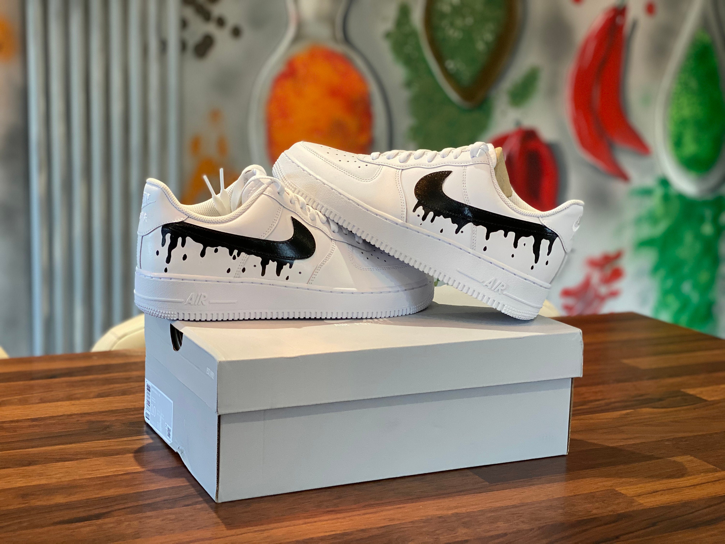 Custom Air Force 1 Black Drip | Etsy